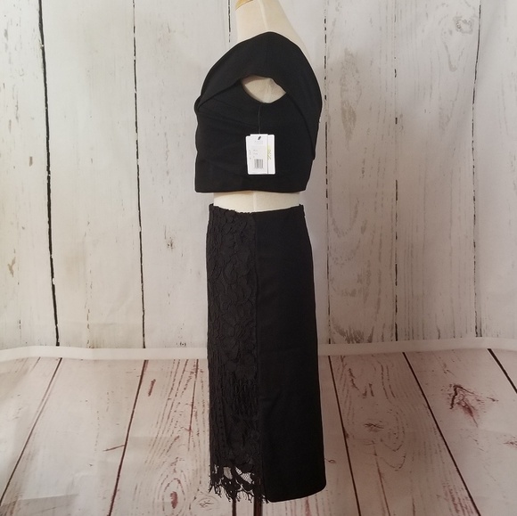 HARPER + LEMON Off-Shoulder Two-Piece Black Dress - Picture 2 of 8